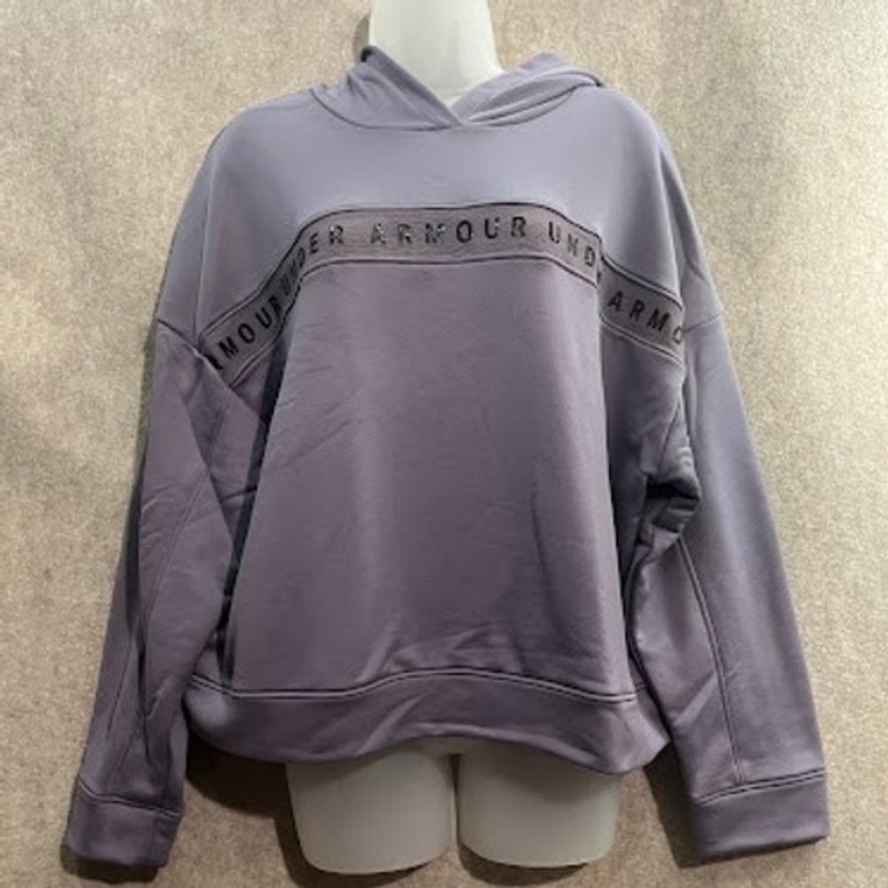 Under Armour Women's UA Taped Fleece Crop Hoodie‎ Purple Size Large